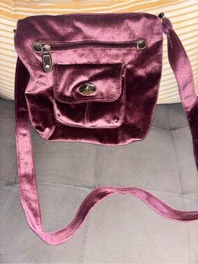 Velvet Crossbody Bag in Deep Plum